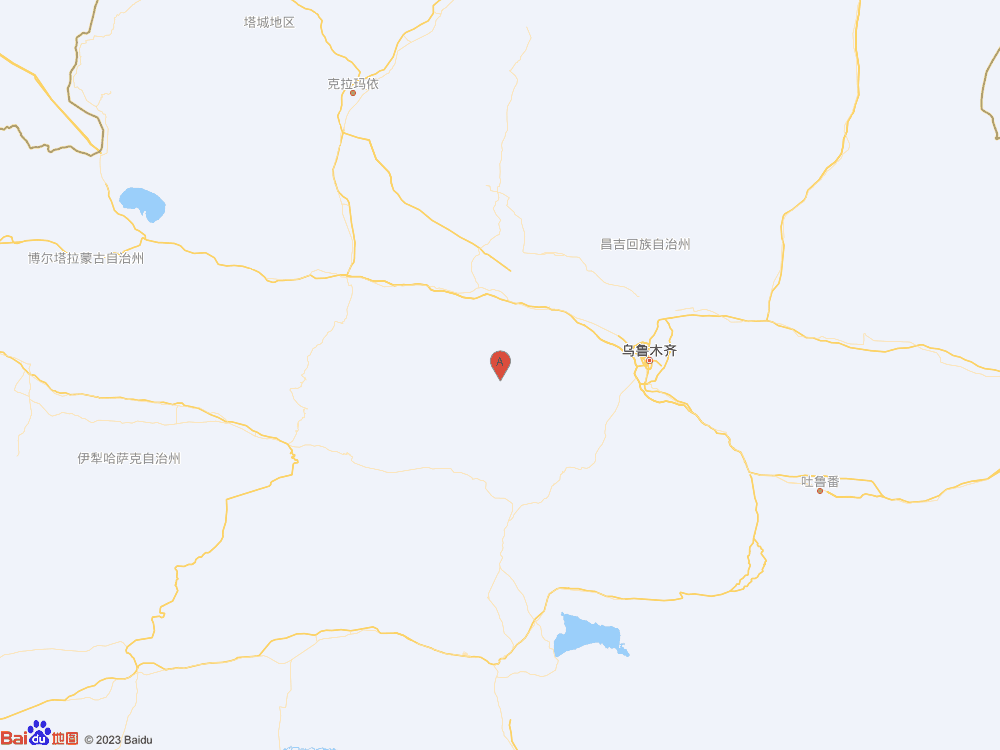 新疆昌吉州呼圖壁縣（北緯43.74度，東經86.25度）發生3.9級地震