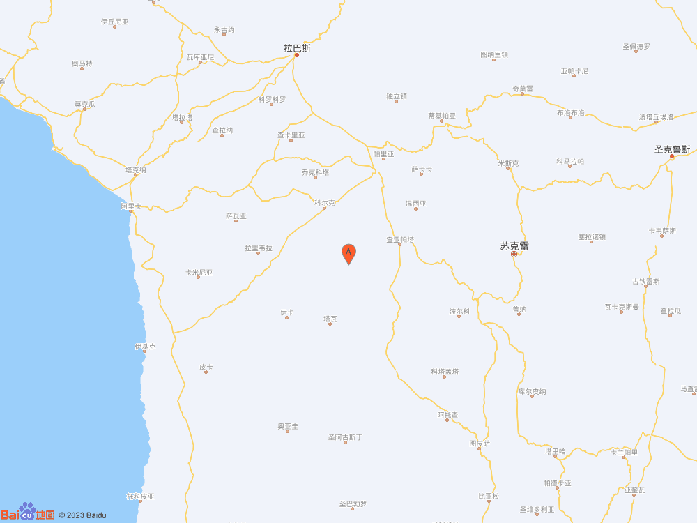 玻利維亞（北緯-19.10度，東經-67.45度）發生5.6級地震