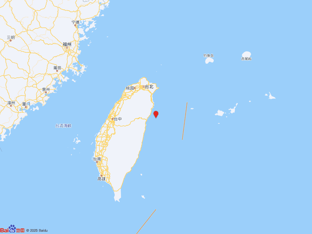 臺灣花蓮縣海域（北緯24.23度，東經(jīng)121.93度）發(fā)生4.5級地震