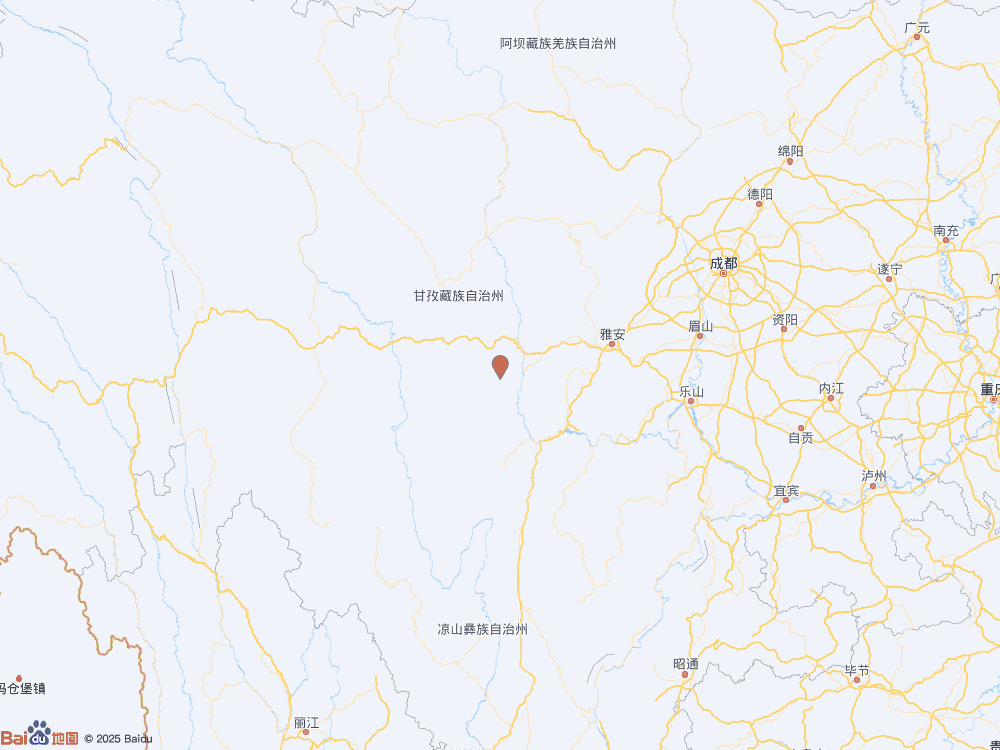 四川甘孜州瀘定縣（北緯29.78度，東經102.02度）發生3.0級地震